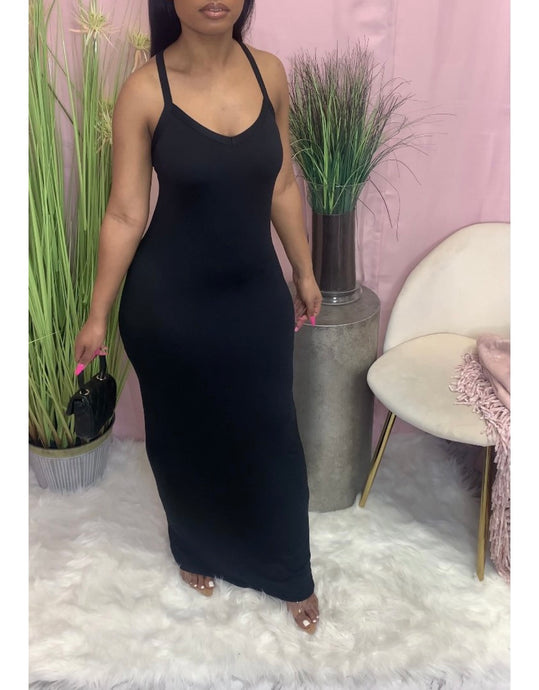 Racer back Solid Maxi Dress