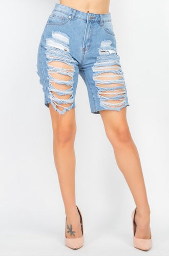 Super Distressed Denim Shorts